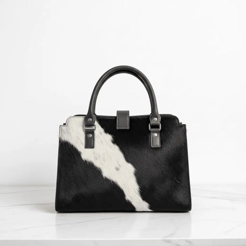 Black Cowhide Bag Back - Marble