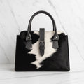 Black Cowhide Bag Front - Marble